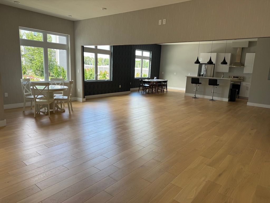 Dining room, Interior, Kitchen, Pendant Lights, Wood Texture Flooring