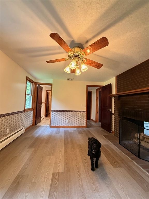 Empty room, Fireplace, Interior, Wood Texture Flooring