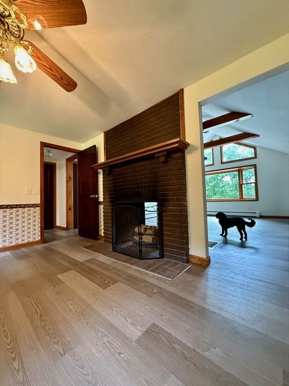 Empty room, Fireplace, Interior, Wood Texture Flooring