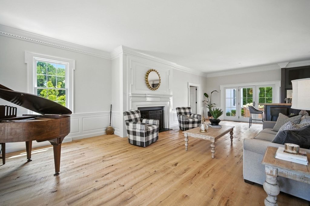 Fireplace, Interior, Living room, Piano, Wood Texture Flooring