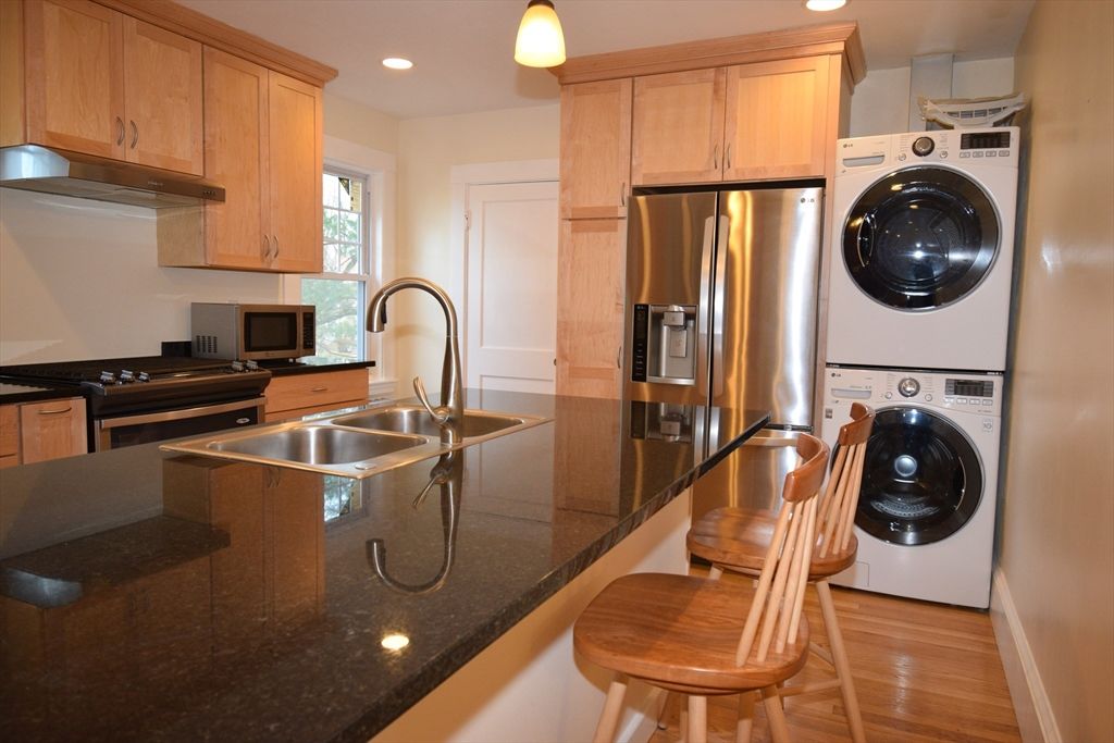 Interior, Kitchen, Recessed Lighting, Utility Closets, Washer, Wood Texture Flooring