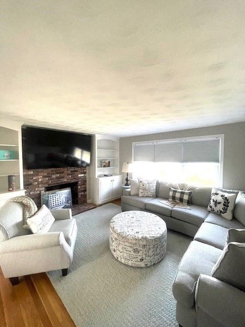 Fireplace, Interior, Living room, Wood Texture Flooring