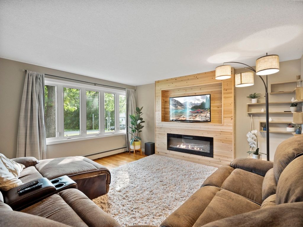 Fireplace, Interior, Living room, Wood Texture Flooring, Wooden Walls