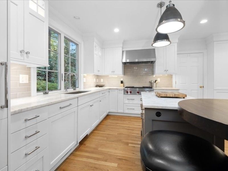 Interior, Kitchen, Pendant Lights, Recessed Lighting, Wood Texture Flooring