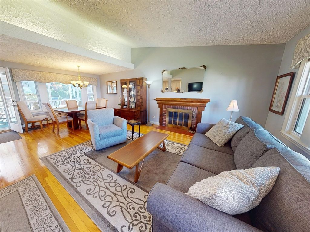 Chandelier, Dining room, Fireplace, Interior, Living room, Wood Texture Flooring