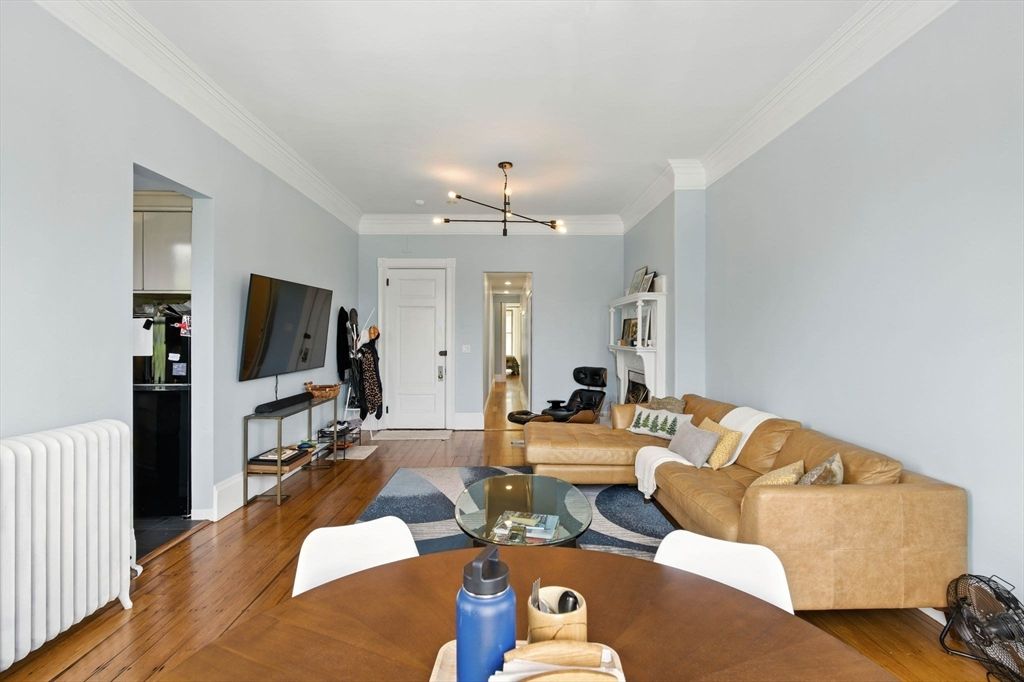 Fireplace, Interior, Living room, Pendant Lights, Wood Texture Flooring