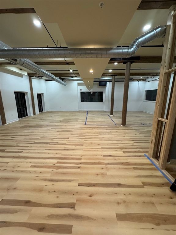 Fireplace, Interior, Recessed Lighting, Wood Texture Flooring