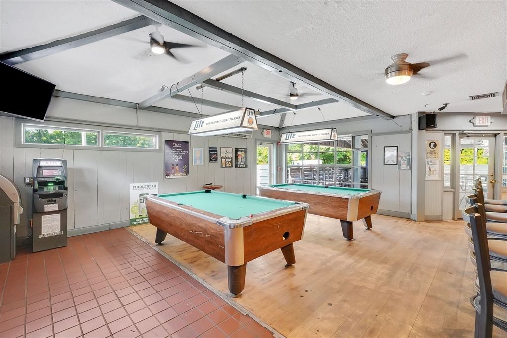 Billiard Table, Game Room, Interior, Wood Texture Flooring