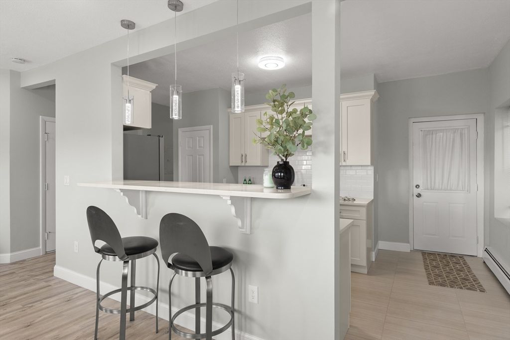Interior, Kitchen, Pendant Lights, Wood Texture Flooring