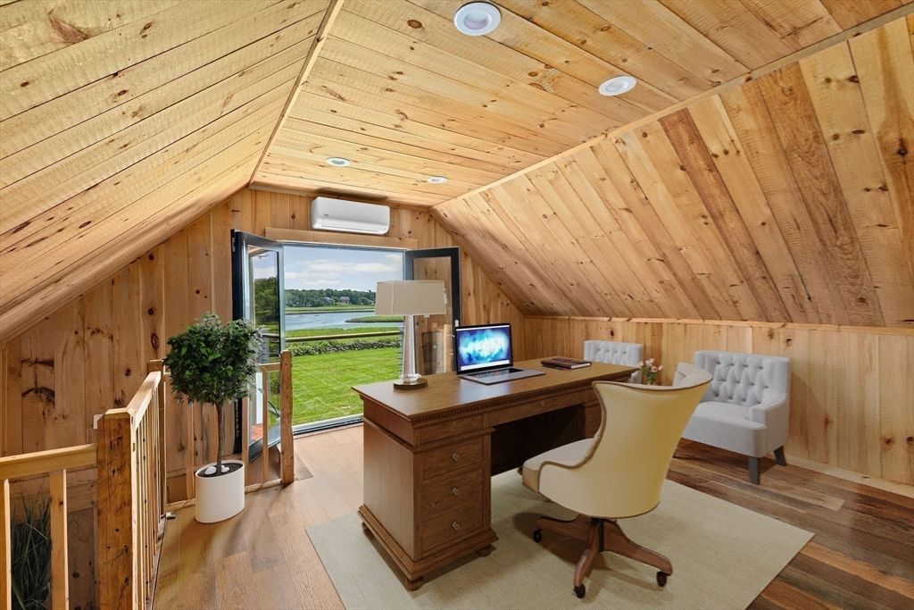 Home Office, Interior, Water, Wooden Ceilings, Wood Texture Flooring, Wooden Walls