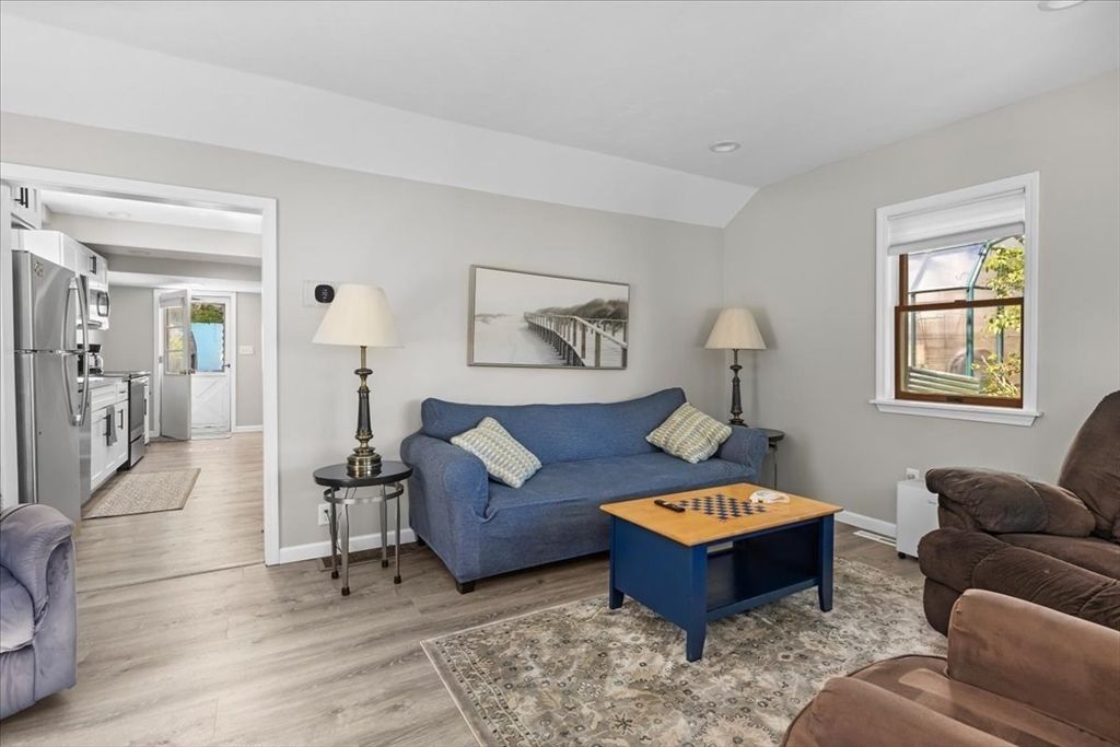Interior, Kitchen, Living room, Recessed Lighting, Stainless Steel Appliances, Wood Texture Flooring
