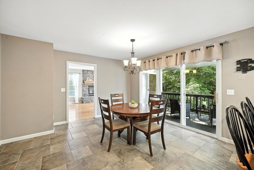 Chandelier, Dining room, Fireplace, Interior
