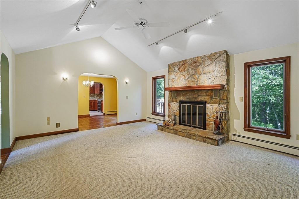 Empty room, Fireplace, Interior, Stone Walls