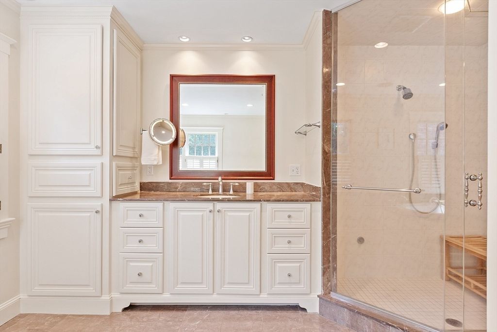 Bathroom, Glass Shower, Interior, Recessed Lighting