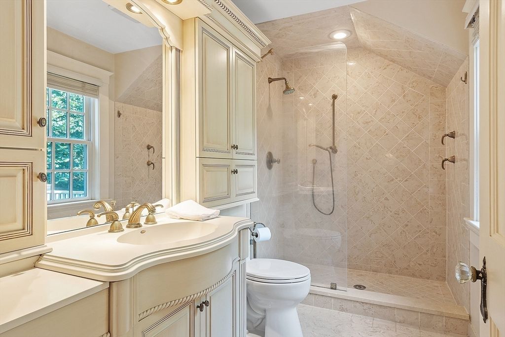 Bathroom, Glass Shower, Interior, Recessed Lighting