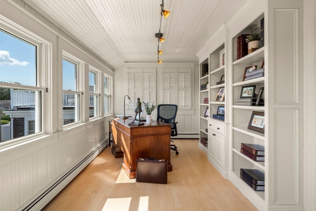 Home Office, Interior, Pendant Lights, Wood Texture Flooring