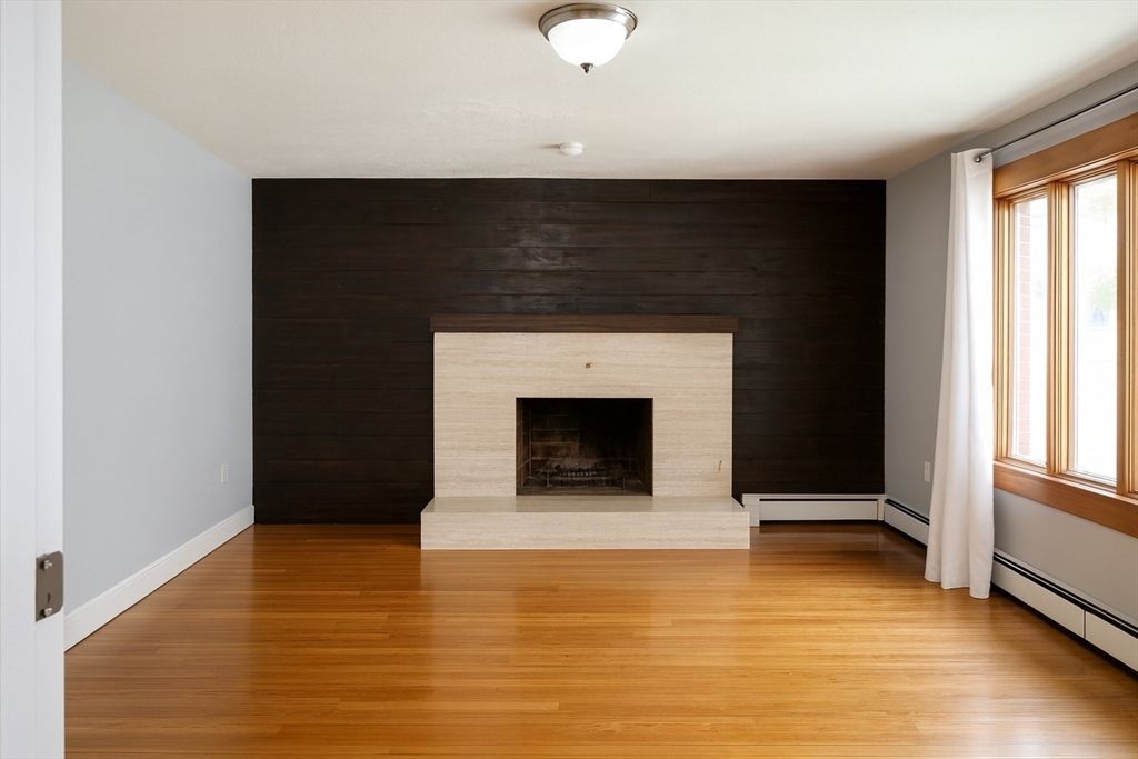 Empty room, Fireplace, Interior, Wood Texture Flooring, Wooden Walls