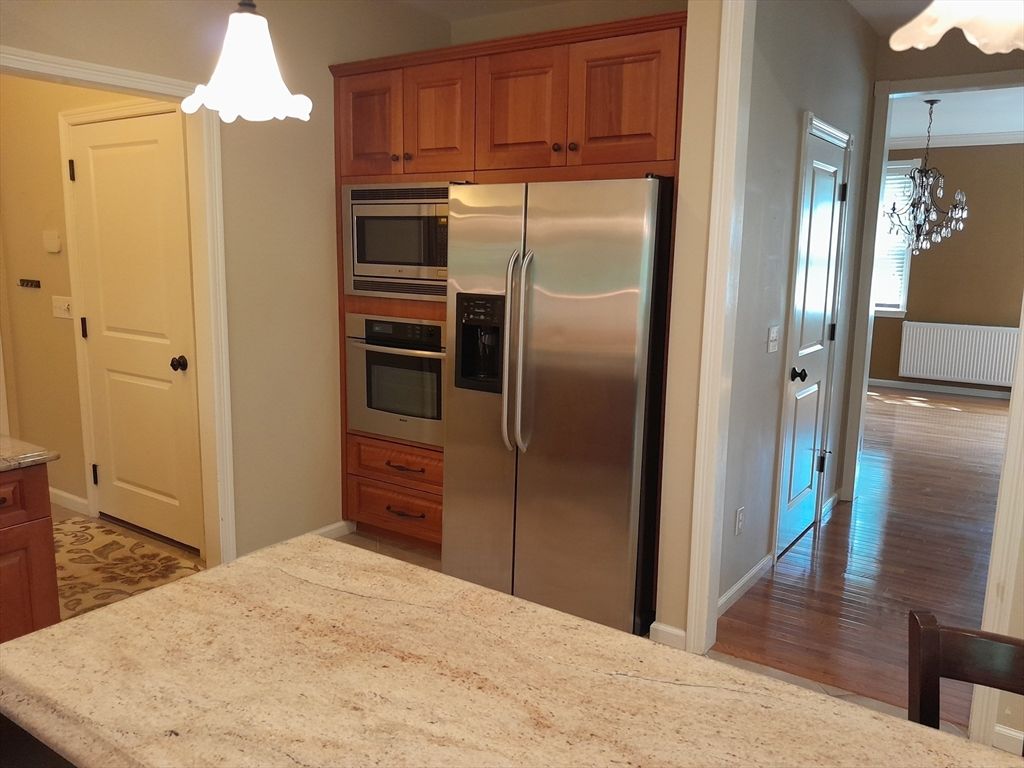 Interior, Kitchen, Pendant Lights, Stainless Steel Appliances, Wood Texture Flooring