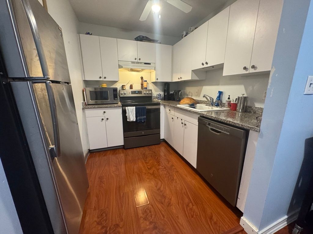 Interior, Kitchen, Stainless Steel Appliances, Wood Texture Flooring