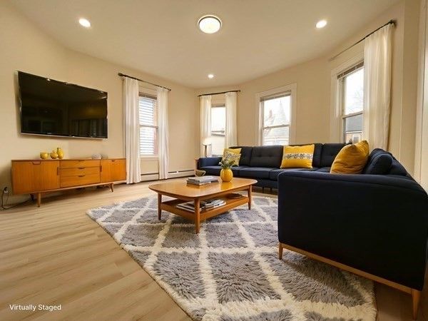 Interior, Living room, Recessed Lighting, Wood Texture Flooring