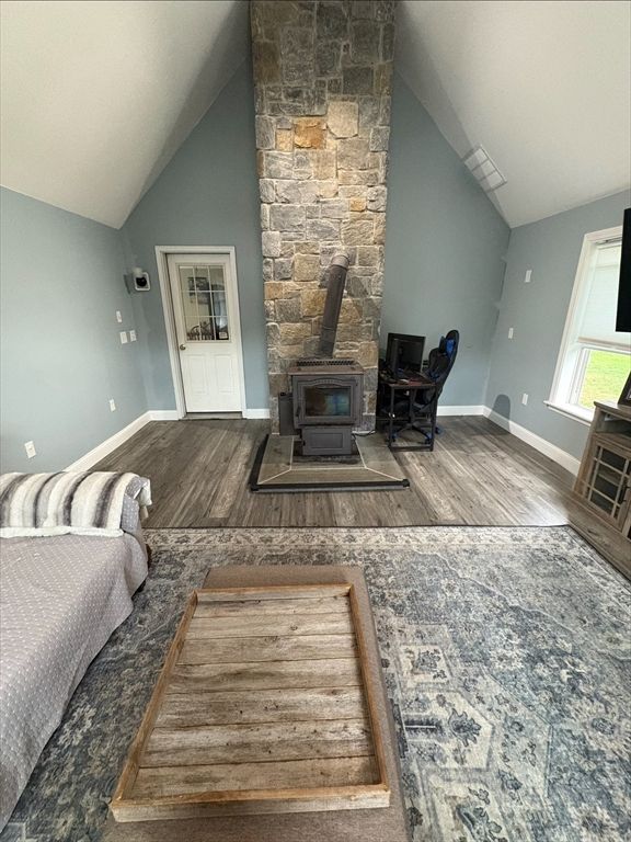 Fireplace, Interior, Stone Walls, Wood Texture Flooring