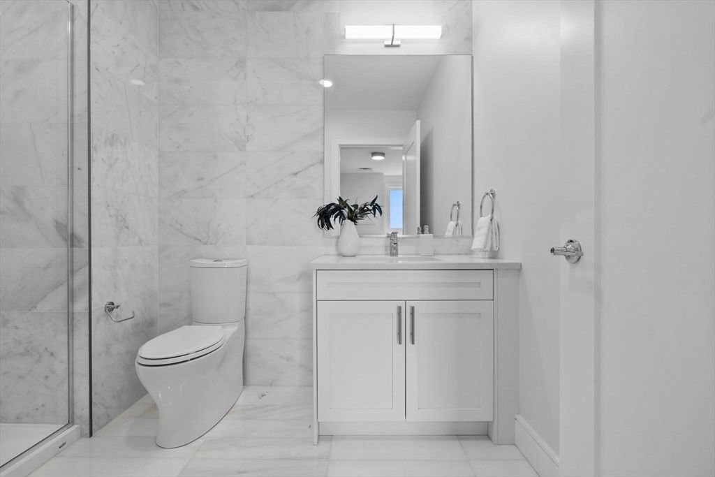 Bathroom, Glass Shower, Interior, Marble Walls