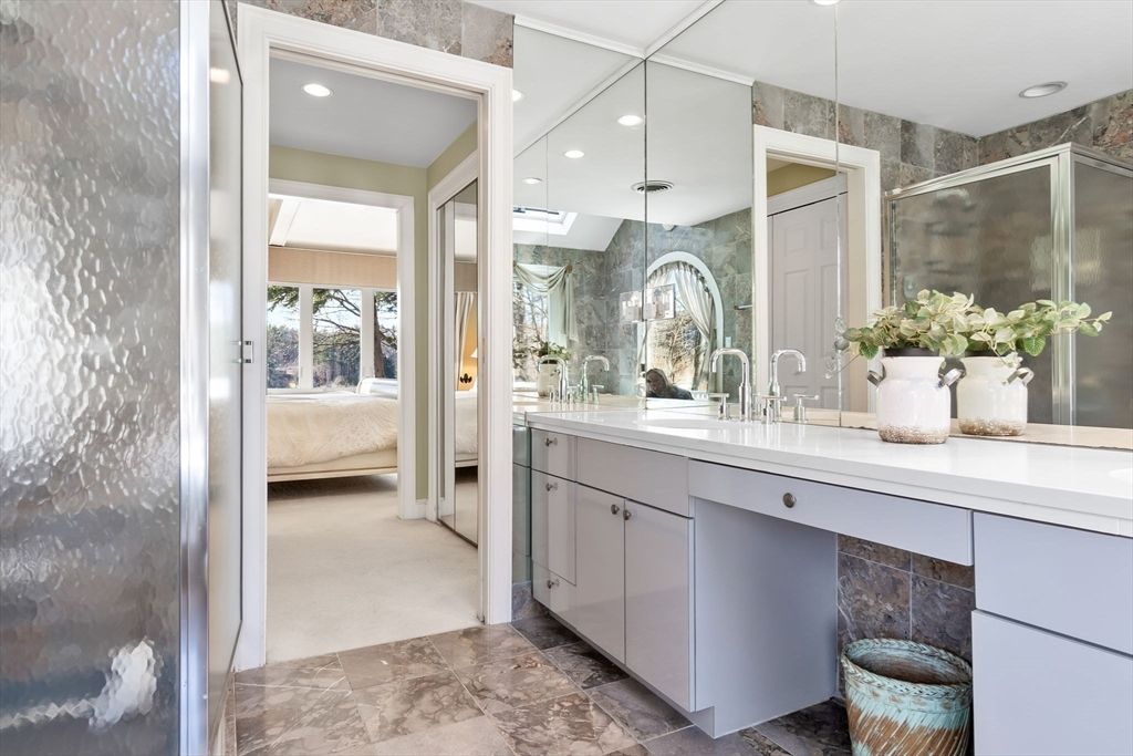 Bathroom, Glass Shower, Interior, Recessed Lighting