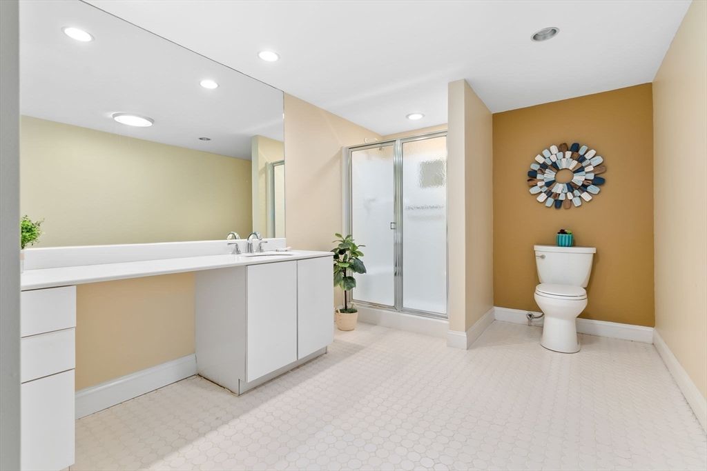 Bathroom, Glass Shower, Interior, Recessed Lighting