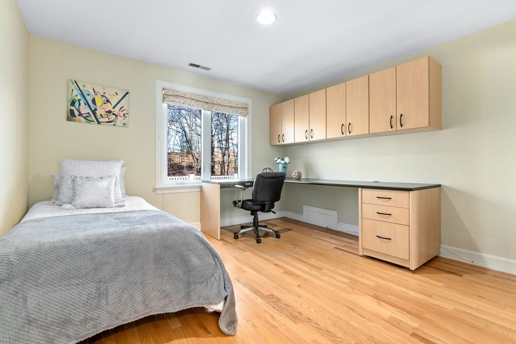 Bedroom, Home Office, Interior, Recessed Lighting, Wood Texture Flooring