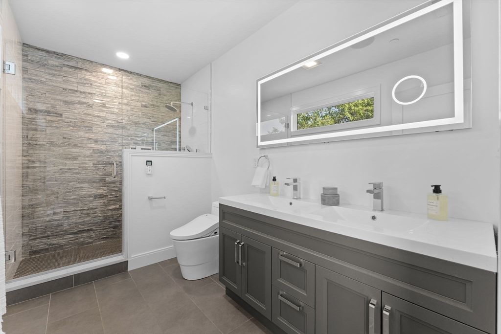 Bathroom, Dual Sink Vanities, Glass Shower, Interior, Recessed Lighting