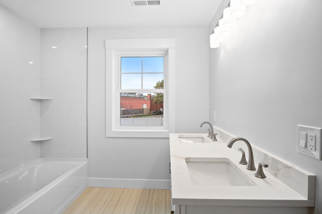 Bathroom, Dual Sink Vanities, Interior, Wood Texture Flooring