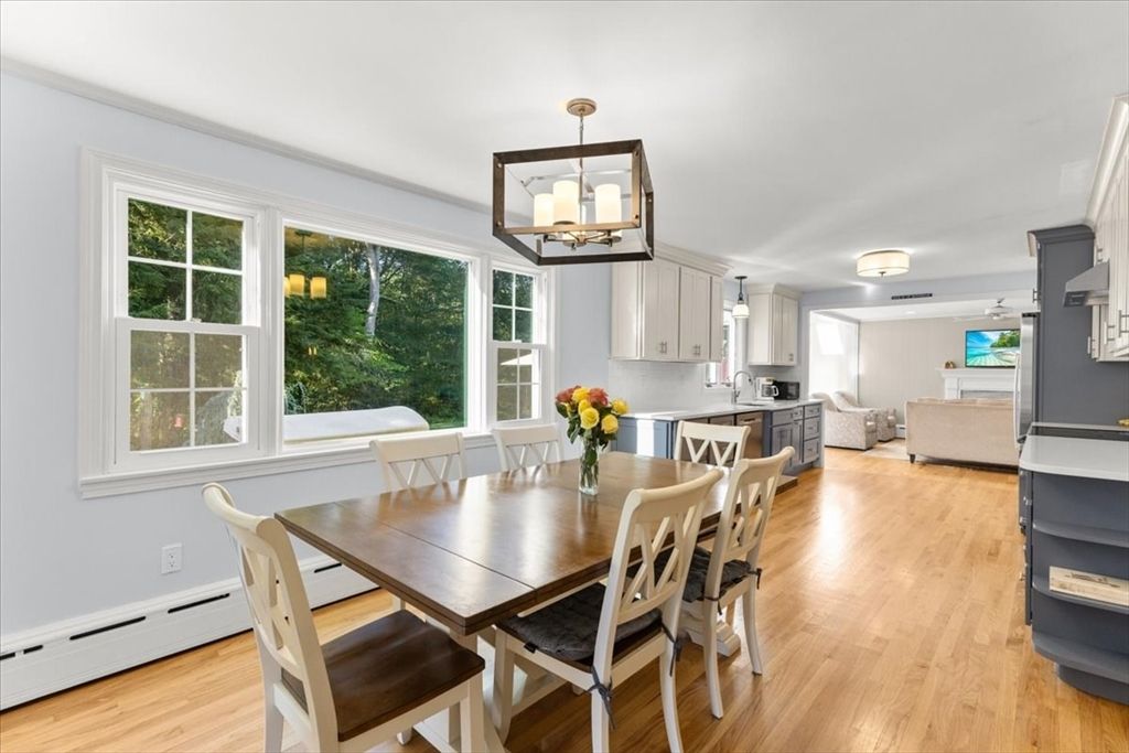 Chandelier, Dining room, Interior, Kitchen, Living room, Pendant Lights, Wood Texture Flooring