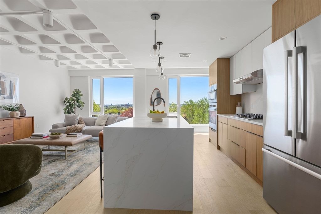 Interior, Kitchen, Living room, Pendant Lights, Recessed Lighting, Stainless Steel Appliances, Wood Texture Flooring