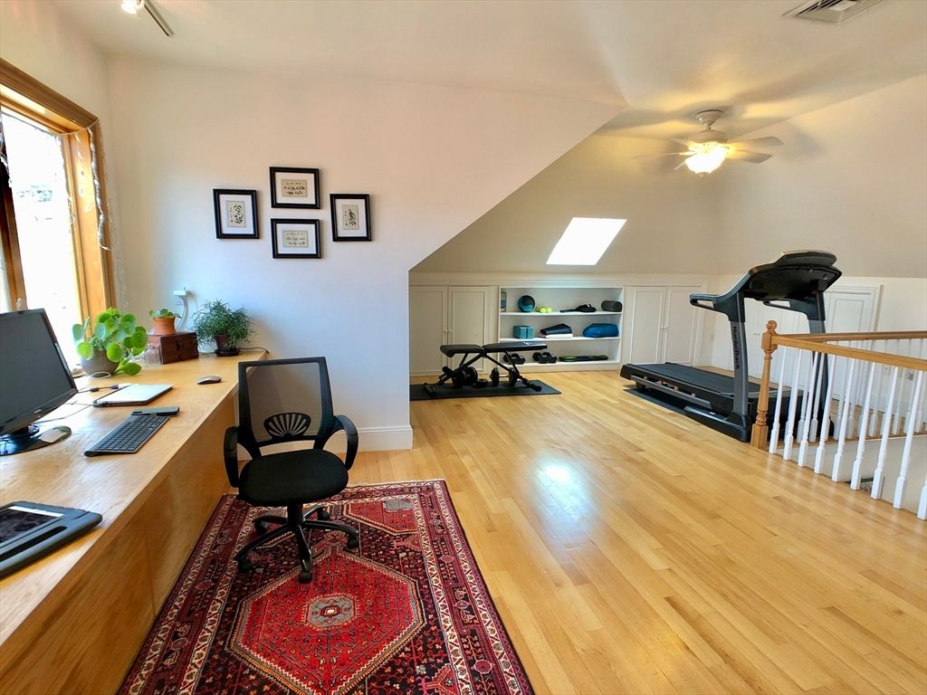 Fitness Equipment, Home Office, Interior, Wood Texture Flooring