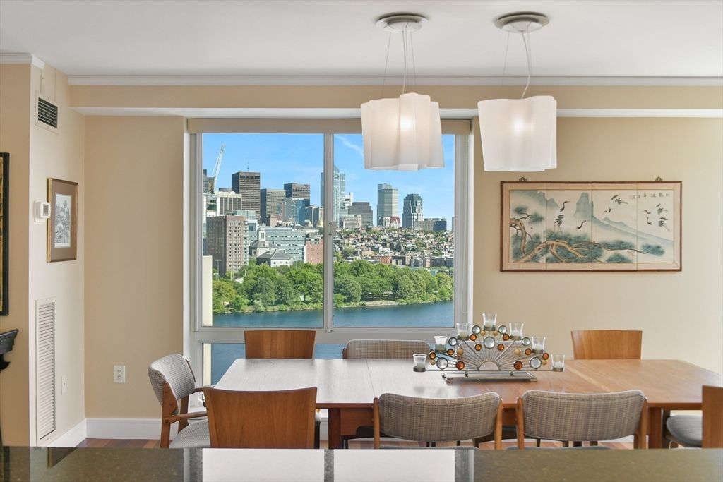 Dining room, Interior, Pendant Lights, Water