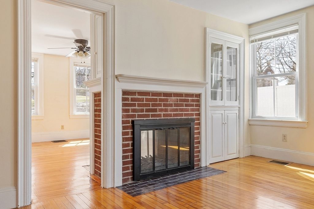 Fireplace, Interior, Wood Texture Flooring
