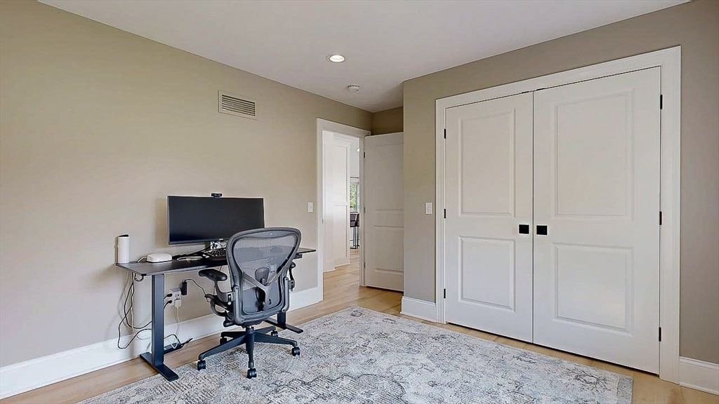 Home Office, Interior, Recessed Lighting, Wood Texture Flooring