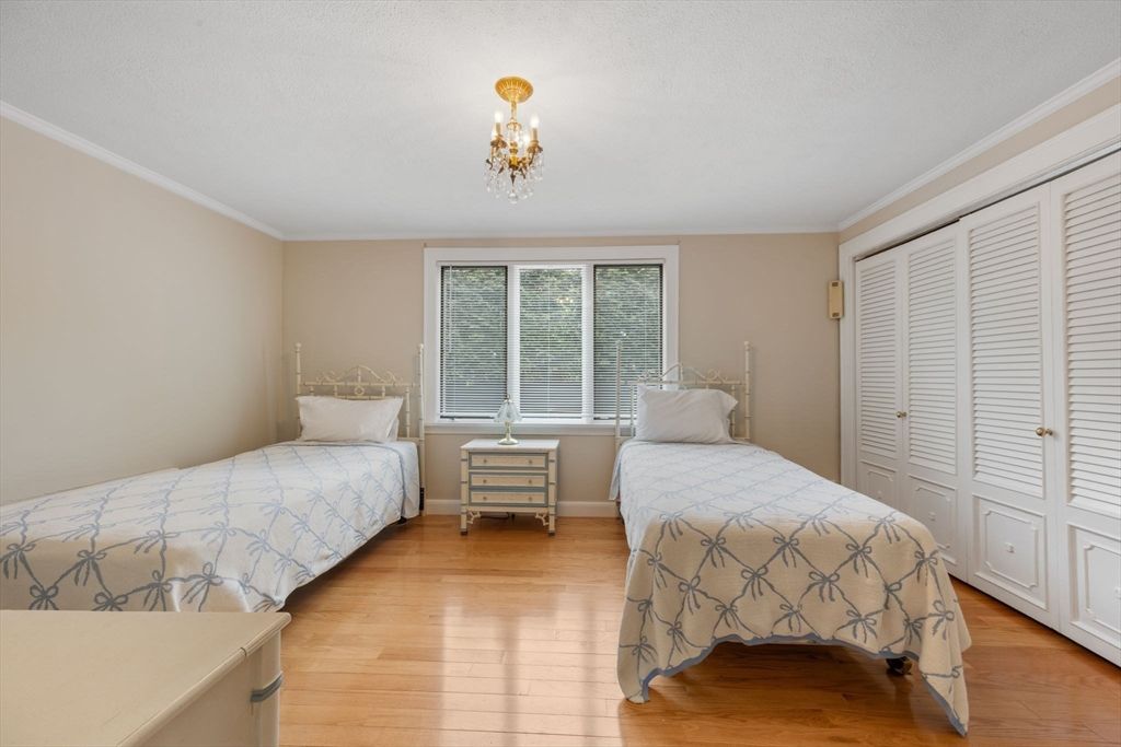 Bedroom, Chandelier, Interior, Wood Texture Flooring