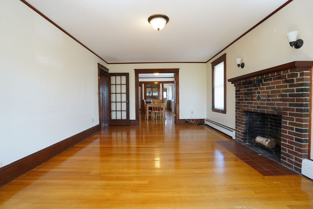 Empty room, Fireplace, Interior, Wood Texture Flooring