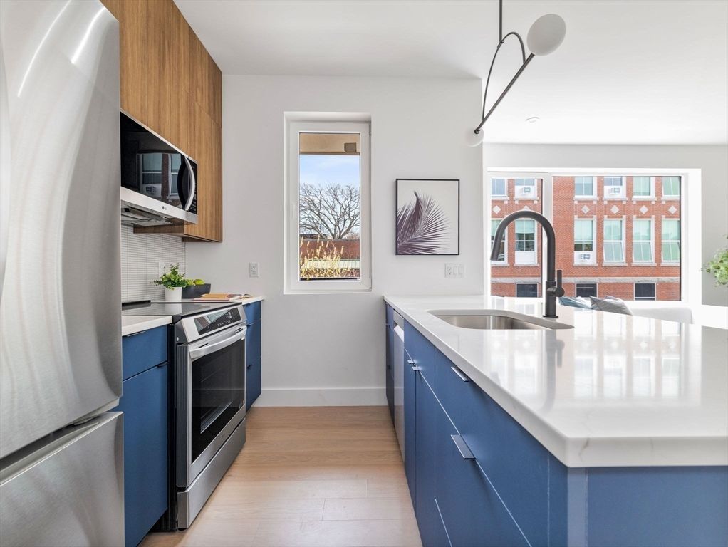Interior, Kitchen, Stainless Steel Appliances, Wood Texture Flooring
