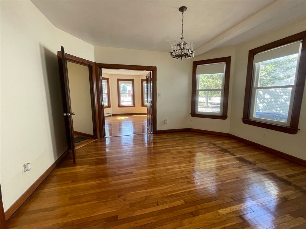 Chandelier, Empty room, Interior, Wood Texture Flooring
