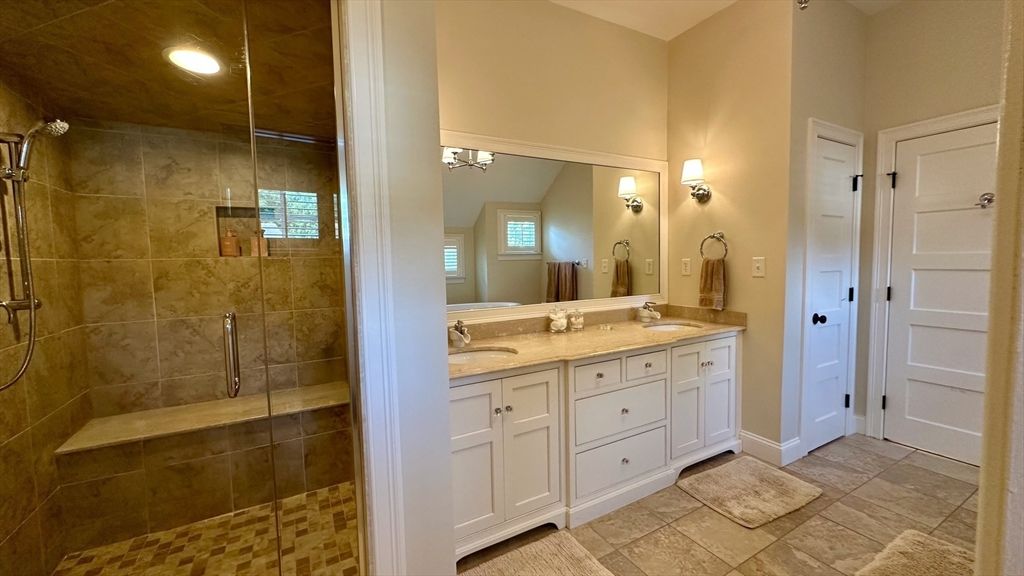 Bathroom, Dual Sink Vanities, Glass Shower, Interior, Recessed Lighting