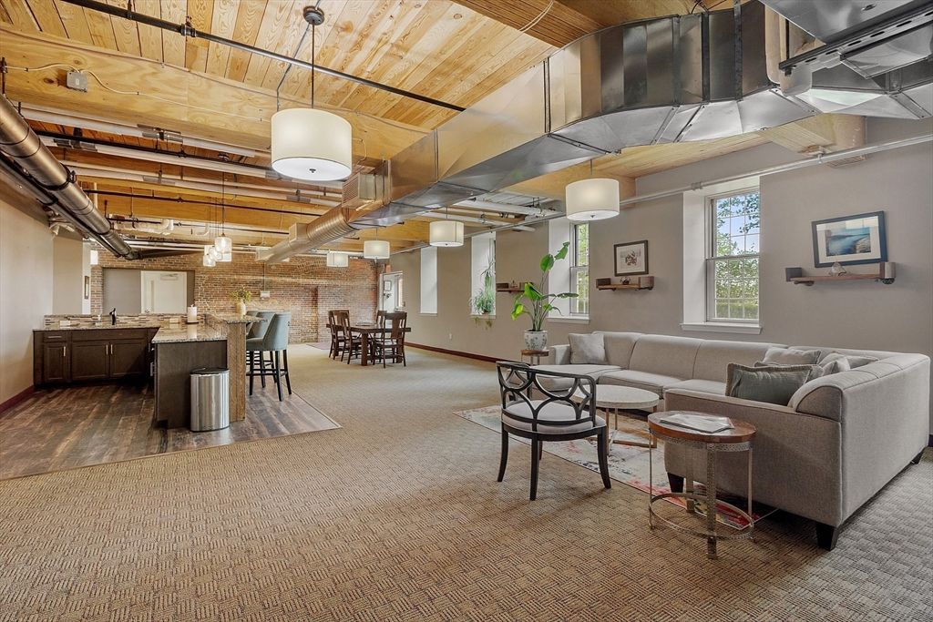 Dining room, Interior, Living room, Pendant Lights, Stone Walls, Wooden Ceilings