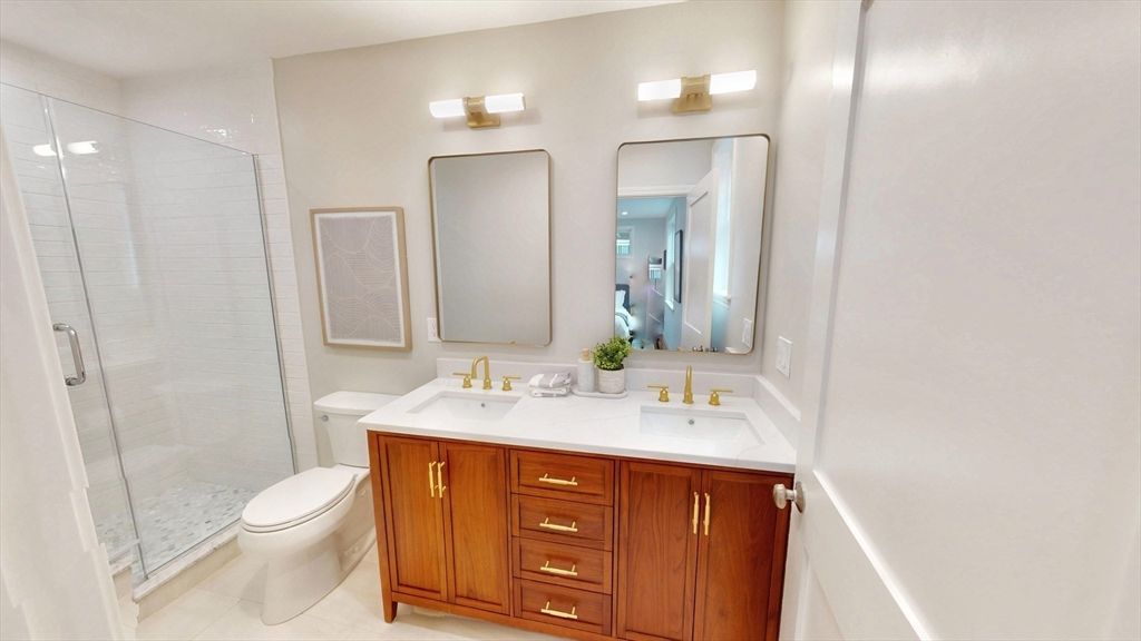 Bathroom, Dual Sink Vanities, Glass Shower, Interior