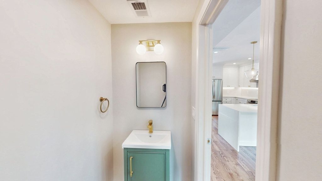 Bathroom, Interior, Kitchen, Pendant Lights, Recessed Lighting, Wood Texture Flooring