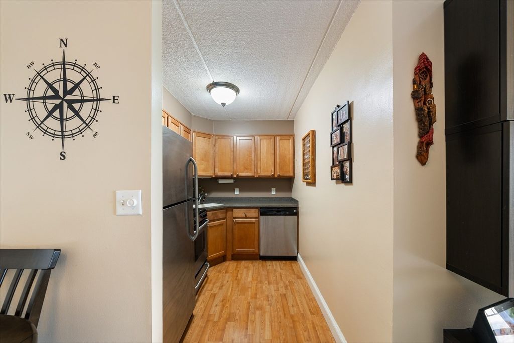 Interior, Kitchen, Stainless Steel Appliances, Wood Texture Flooring