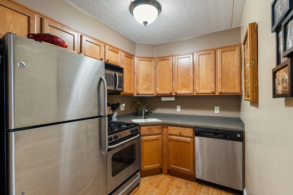 Interior, Kitchen, Stainless Steel Appliances, Wood Texture Flooring