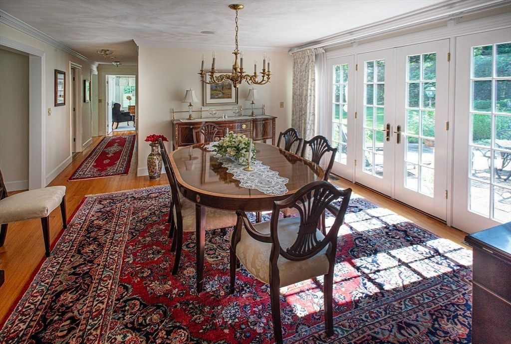 Chandelier, Dining room, Interior, Wood Texture Flooring