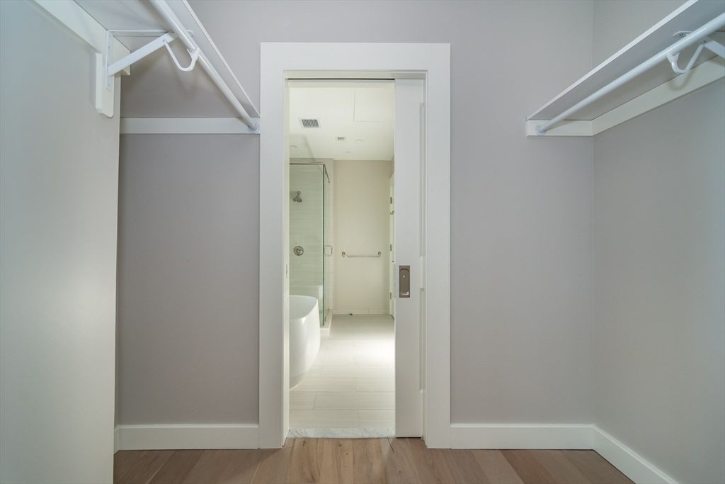Bathroom, Glass Shower, Interior, Wood Texture Flooring