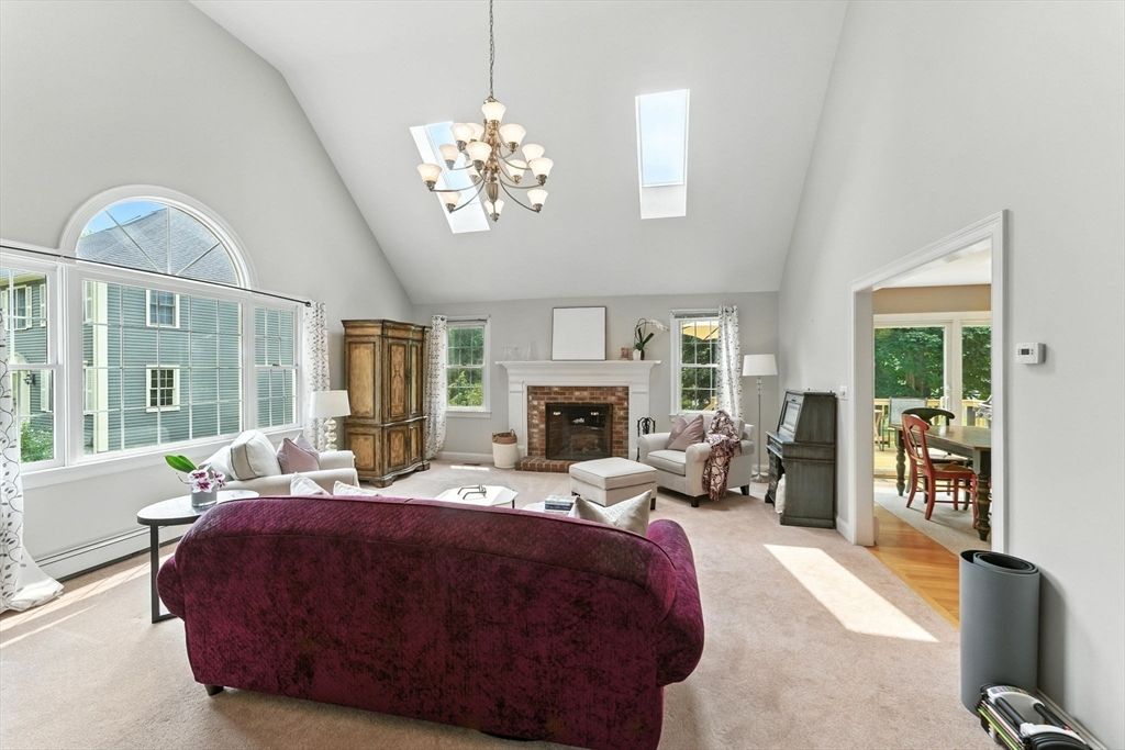 Chandelier, Fireplace, Interior, Living room